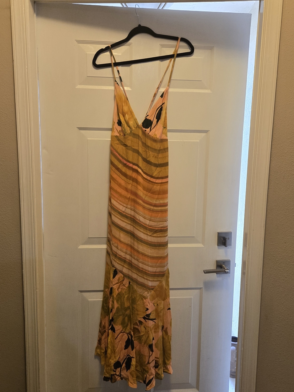 Free People Painted Sands Maxi Dress In Pink Lemonade Combo NWT Size XS